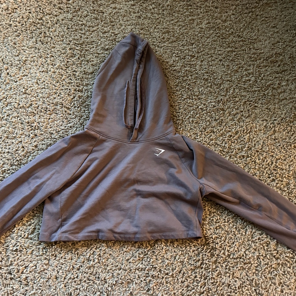 gym shark brown cropped hoodie